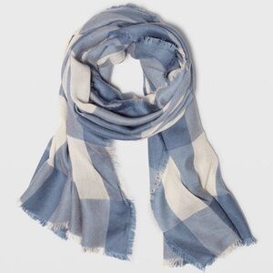 Club Monaco Blue and White Gingham Scarf